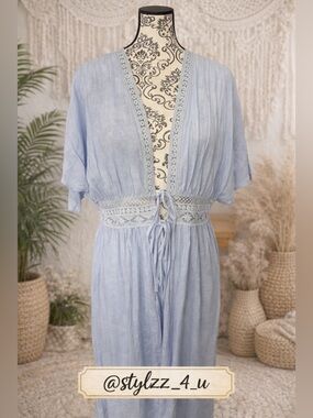 FANCYINN Lace Kimono Cover Up Sheer Tie Front Boho